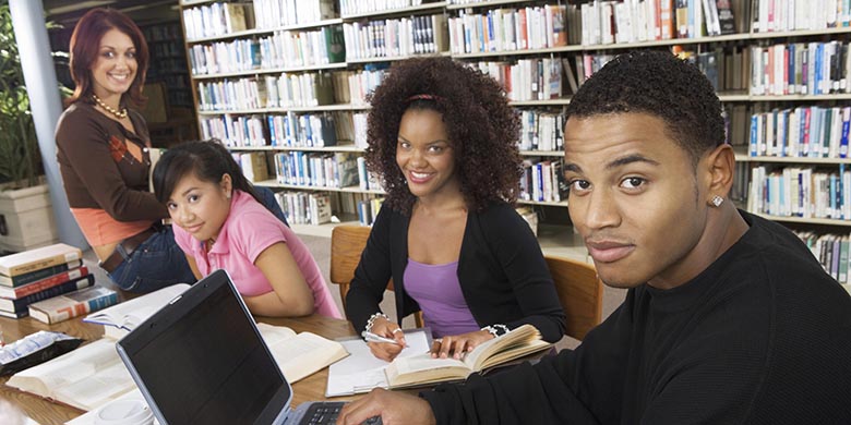 Students Studying Together in the Library