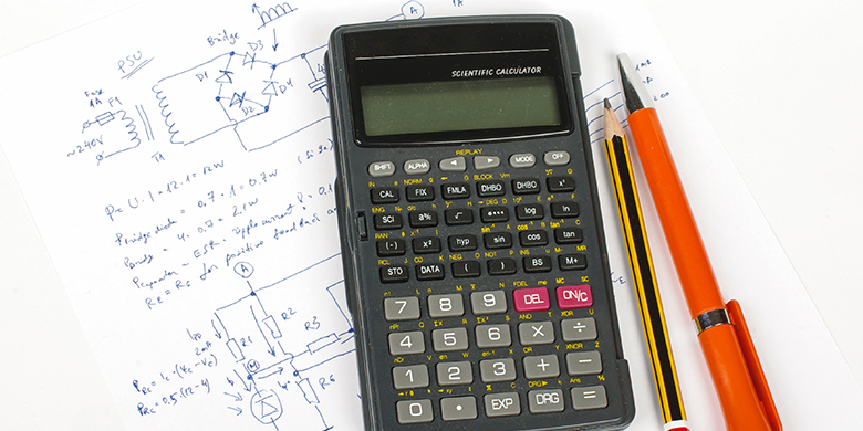 Electronics design concept calculator and pens
