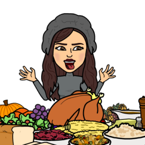 Alexis bitmoji admires Thanksgiving dinner