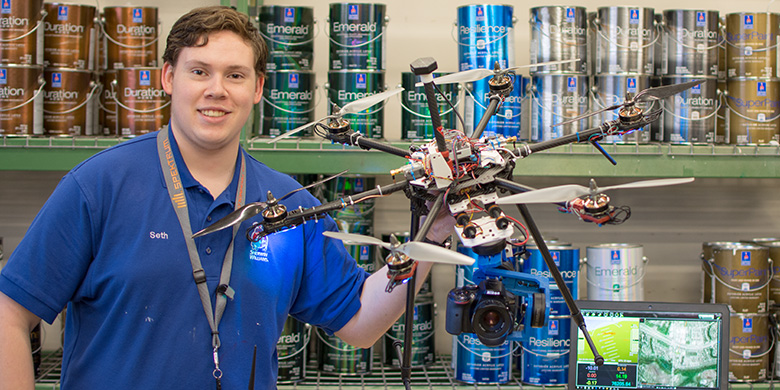 Seth Bullis, a GIS student at Brookhaven College, built his own drone.